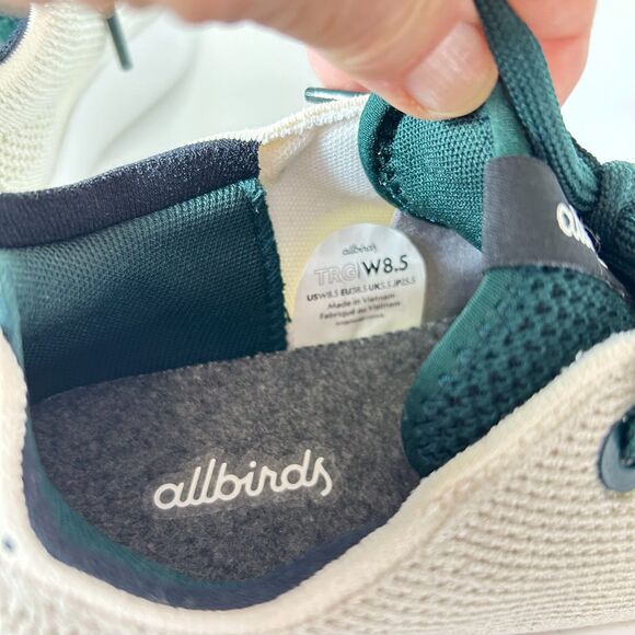 AllBirds NWOT Tree Runner Go Ivory Mesh Green Laces Sneakers Size 8.5 - Picture 8 of 10